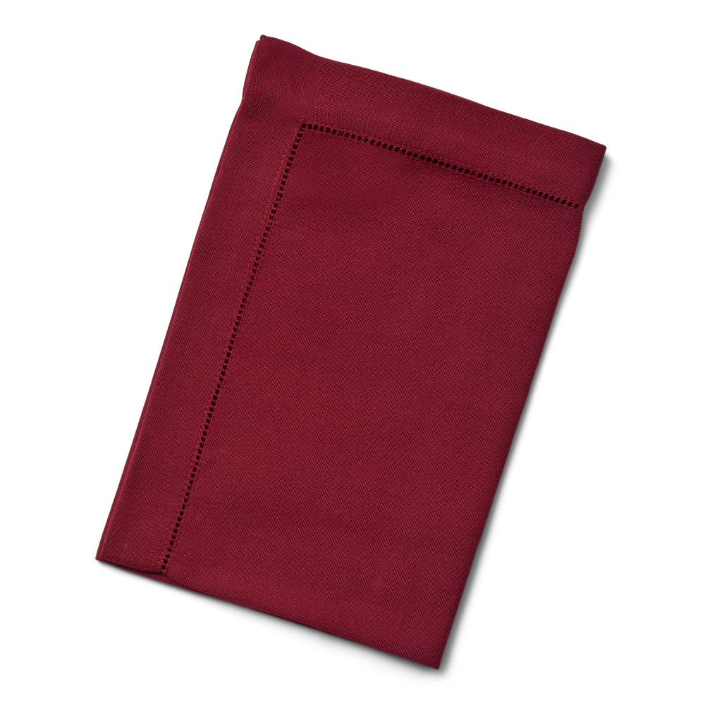 6 stk. mörkröd servetter med hålsöm