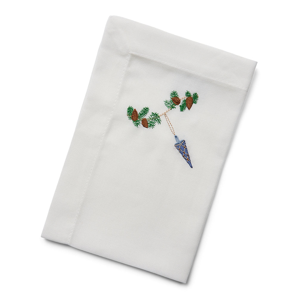 Julservett med blå julstrut