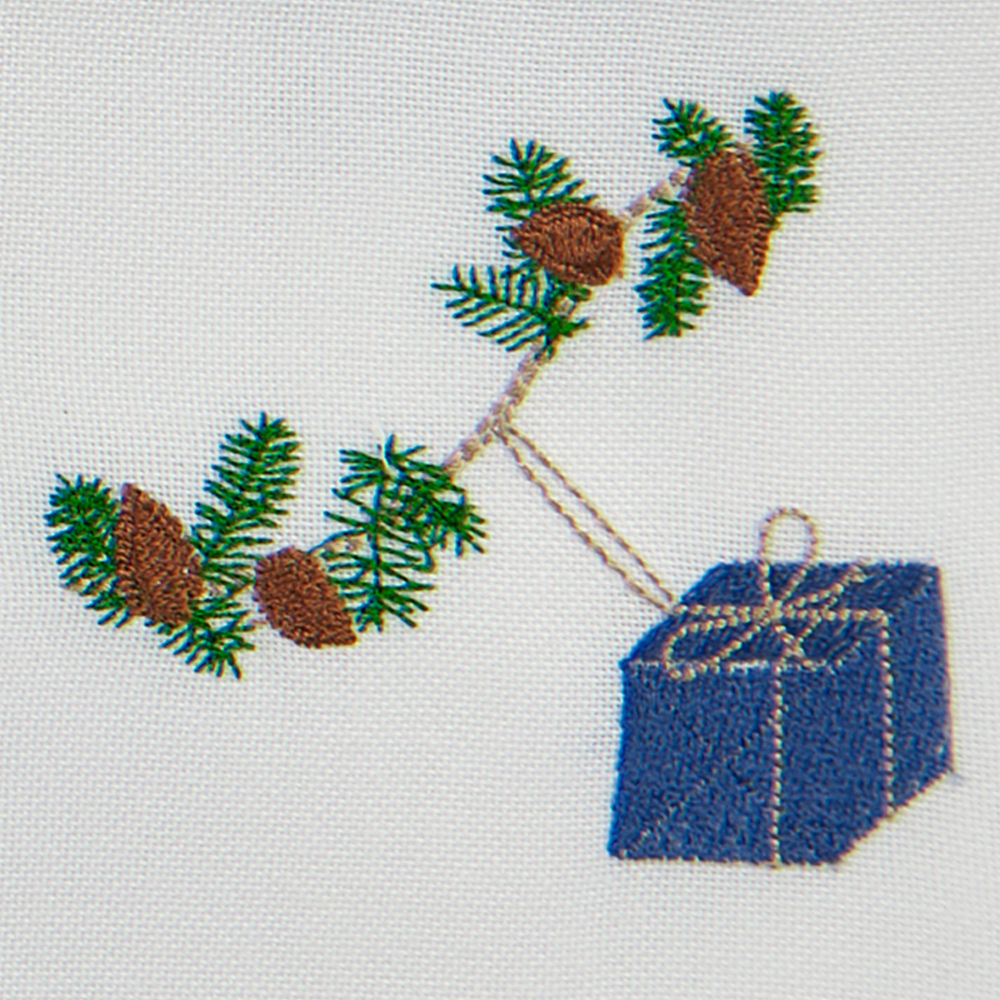 Julservett med blå julklapp