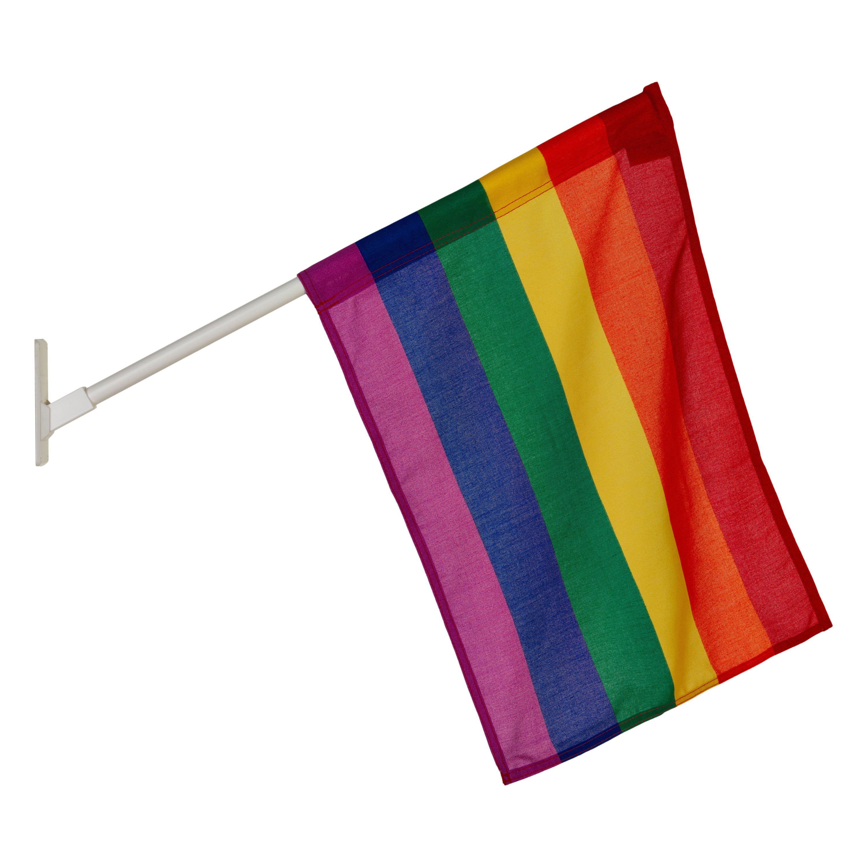 Fasadflagga med regnbågsflagga