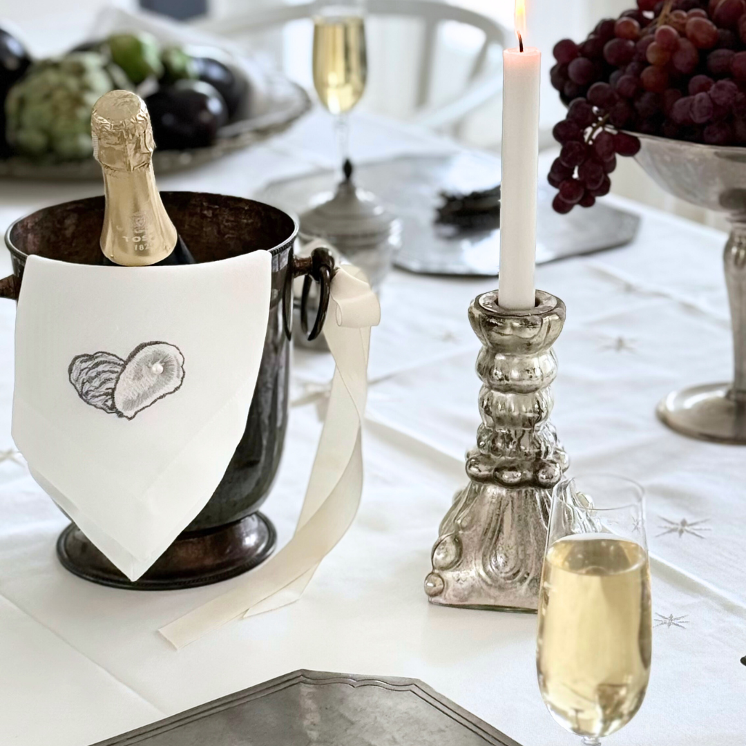 Servett med ostron och pärla