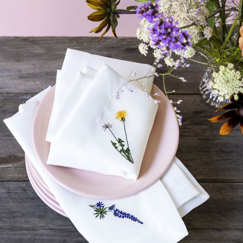 Flora tygservett med maskros