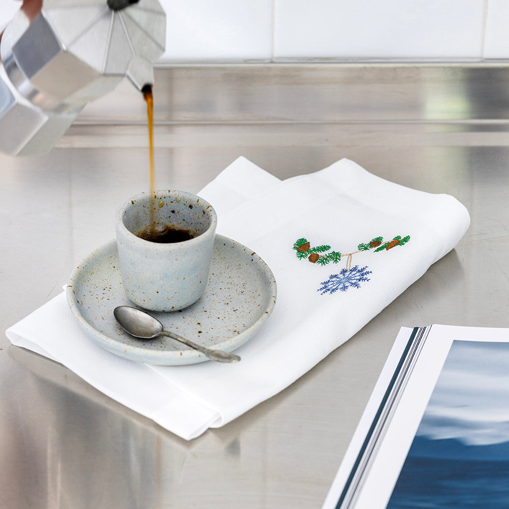 Julservett med blå snökristall