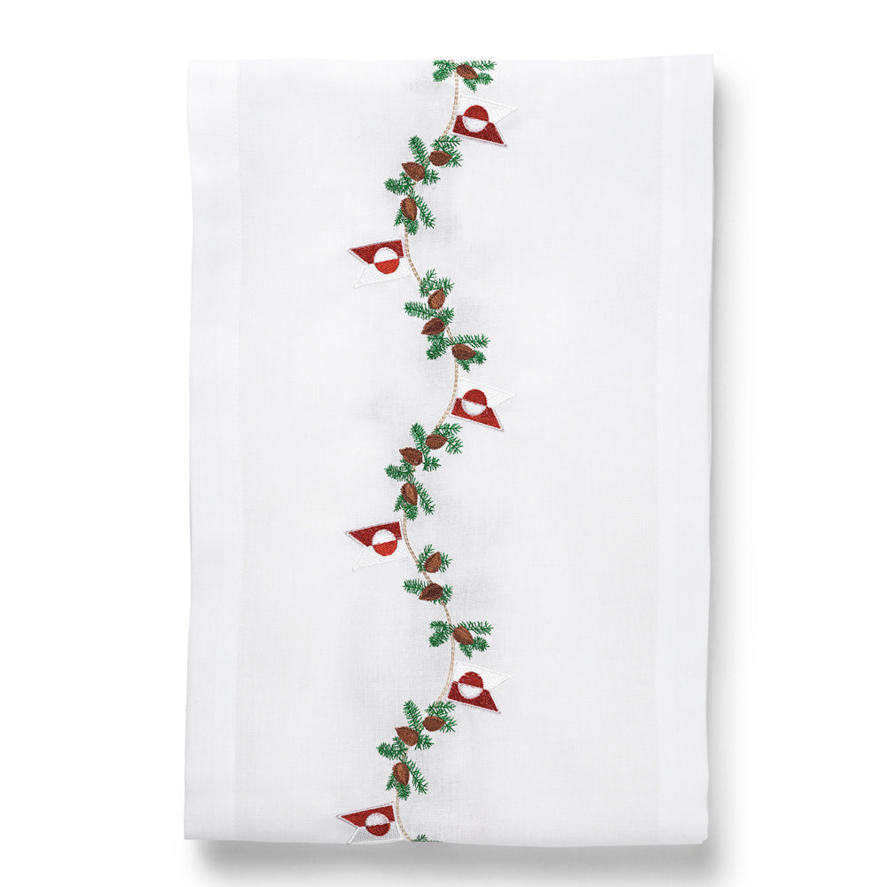 Julbordslöpare med grönländsk flagga och gran