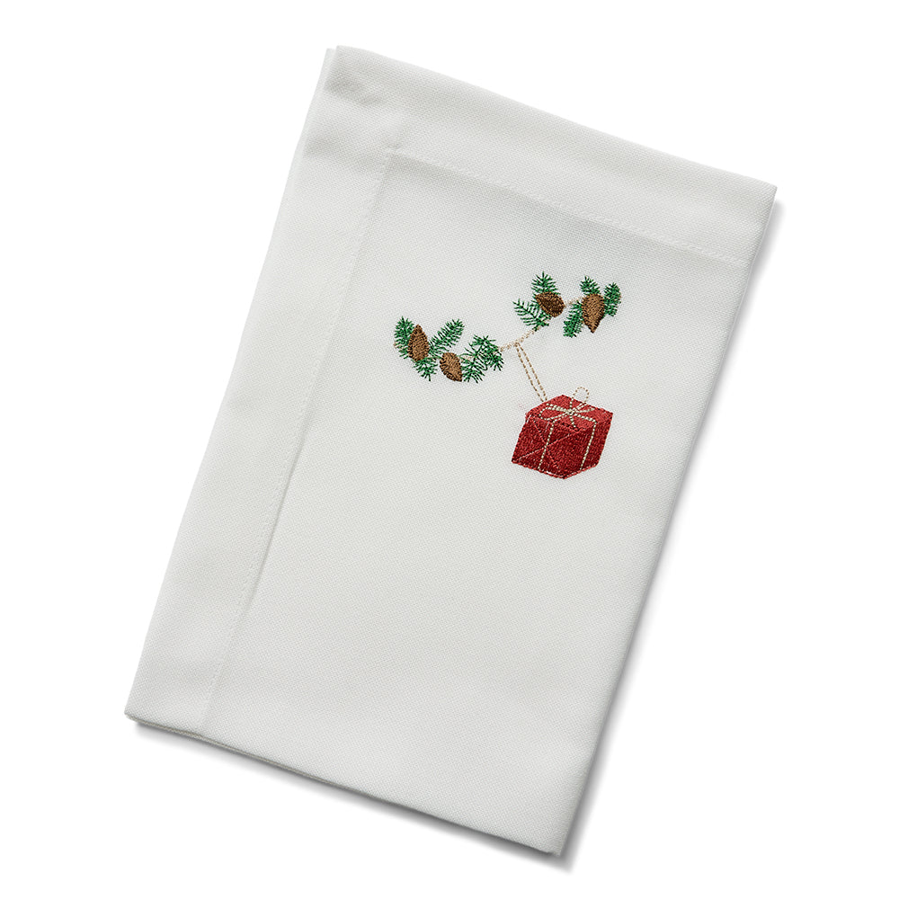 Julservett med röd julklapp