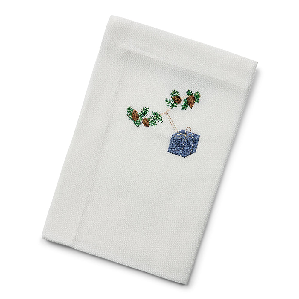 Julservett med blå julklapp