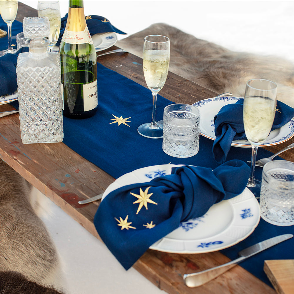 Midnattsblå Servett med guldstjärnor