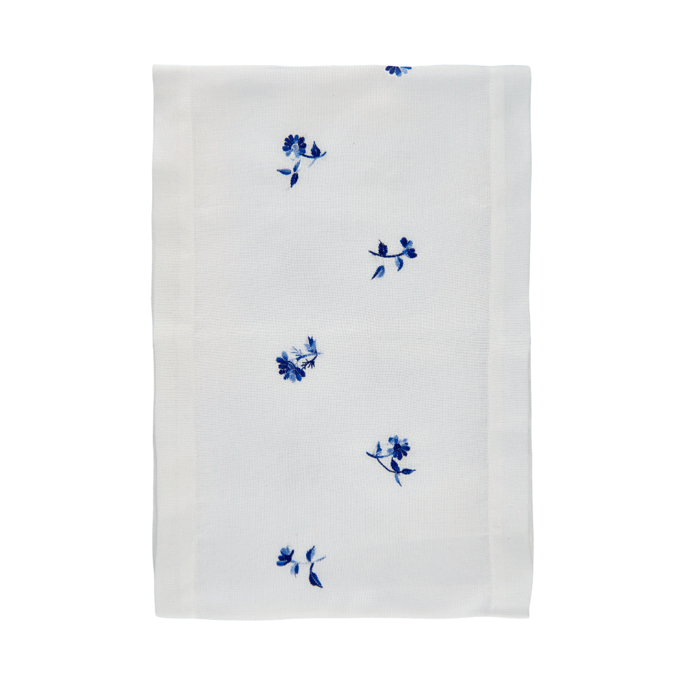 Bordslöpare med blå blommor