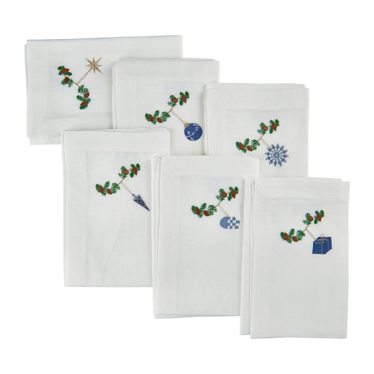 6 stk. julservetter med blå motiv