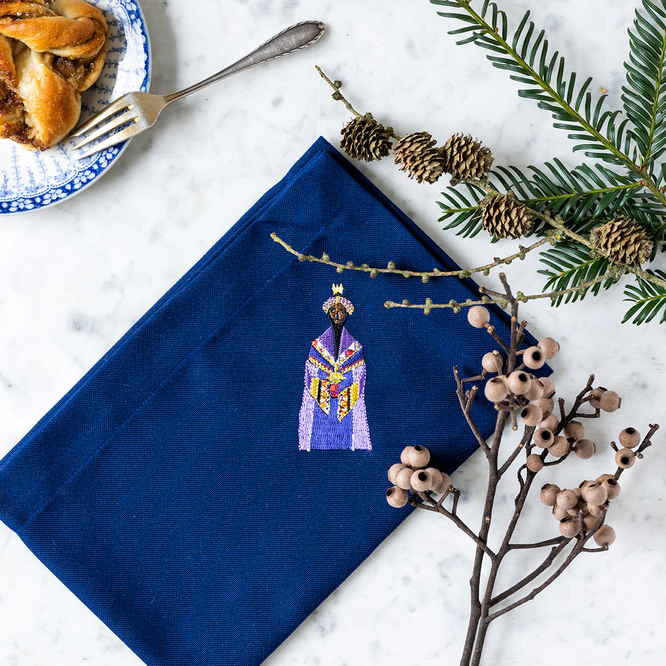 Midnattsblå servett med Caspar - Stardust