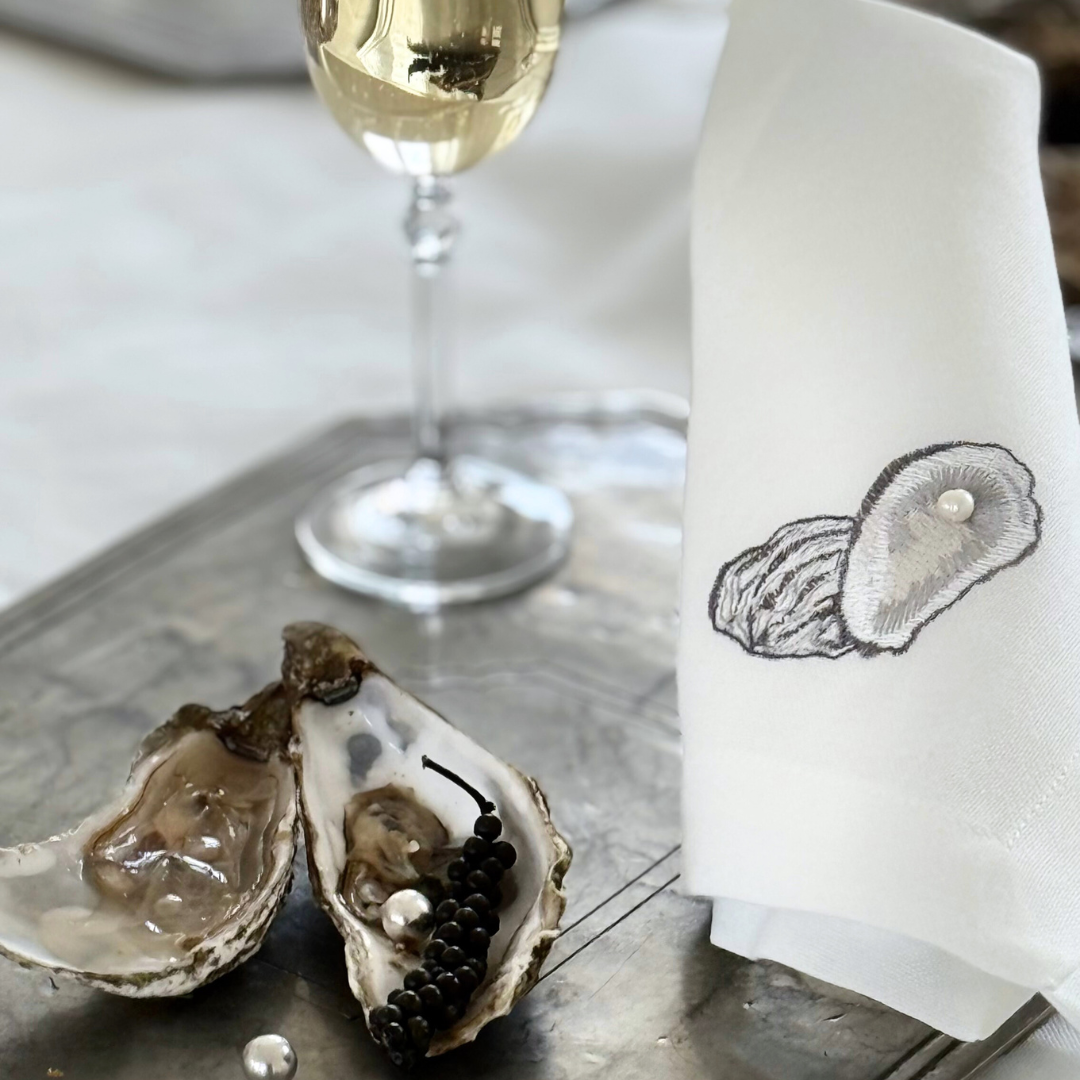 Servett med ostron och pärla