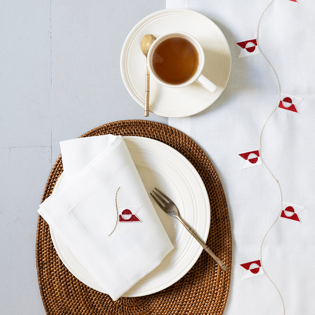 Servett i tyg med grönländsk flagga