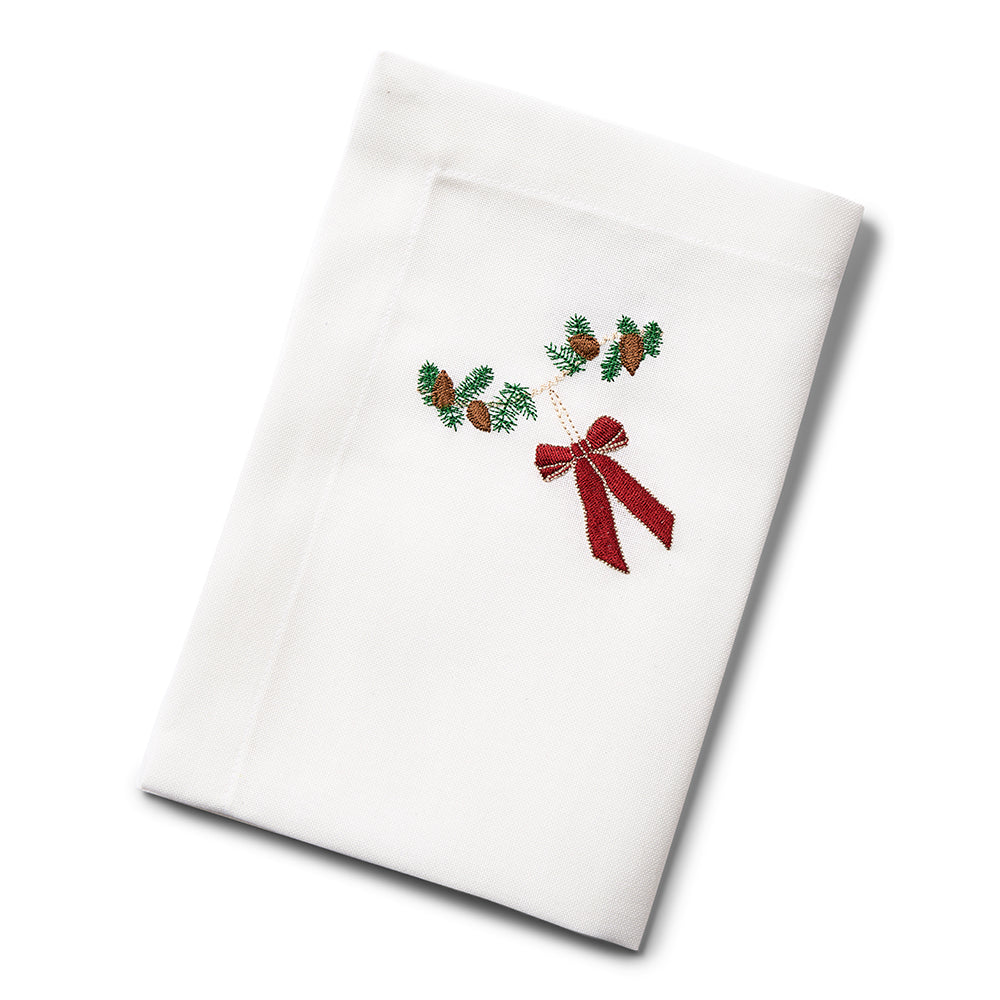 Julservett med mörkröd rosett