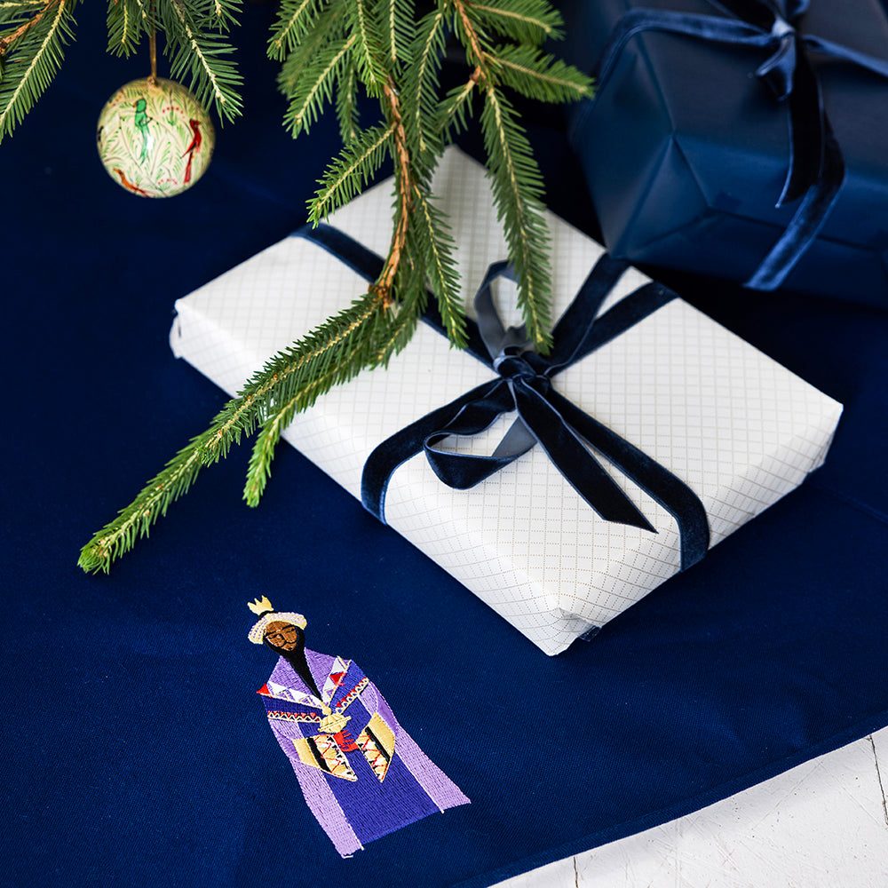Julgransfilt med broderade kungar och guldstjärna